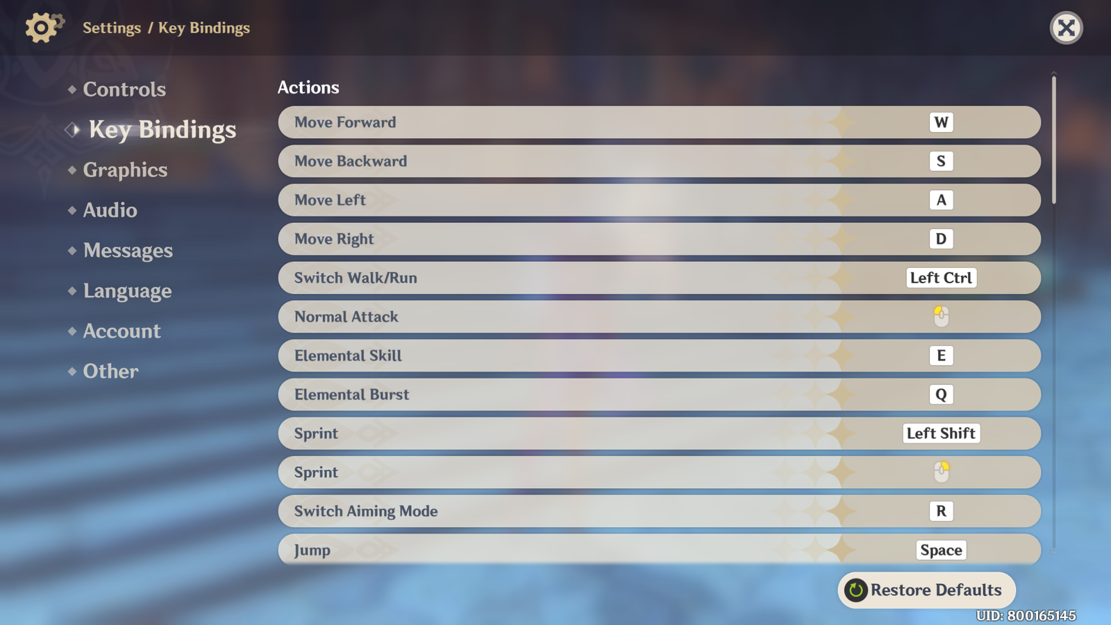 Controls And Key Bindings Of Genshin Impact