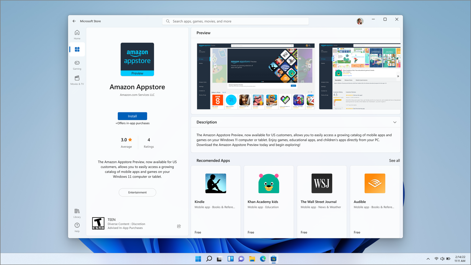 Install Amazon Appstore On Windows 11