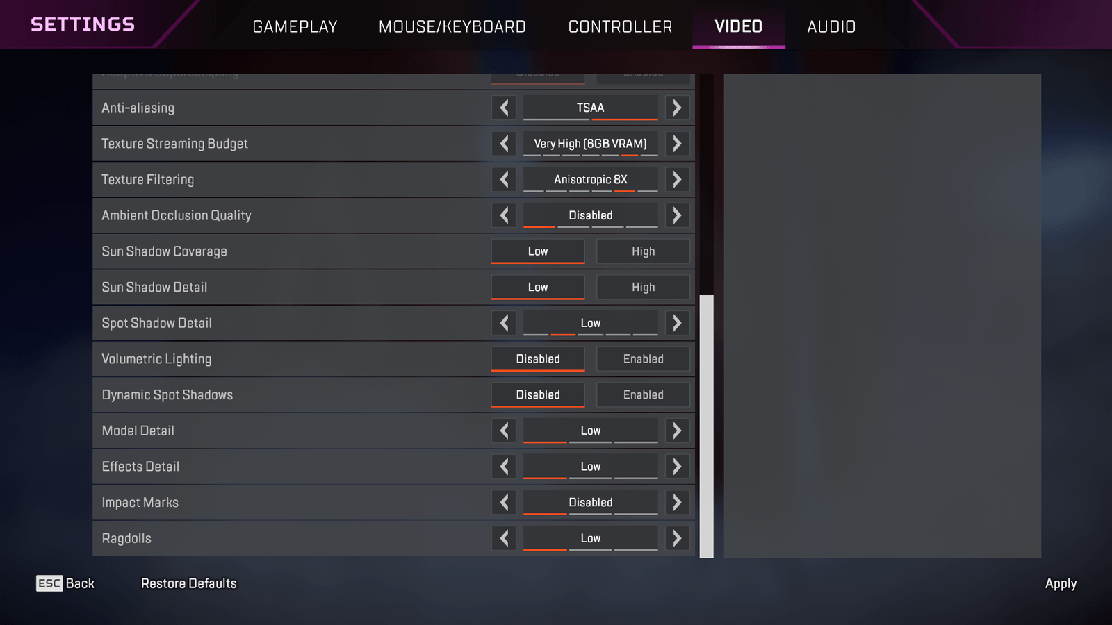 Model Details Resetting Graphics Settings Apex Legends