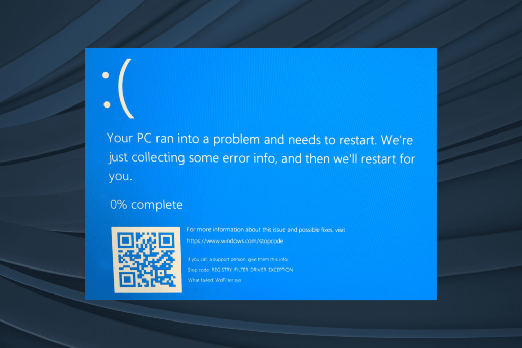 Registry Filter Driver Exception Bsod In Windows 11