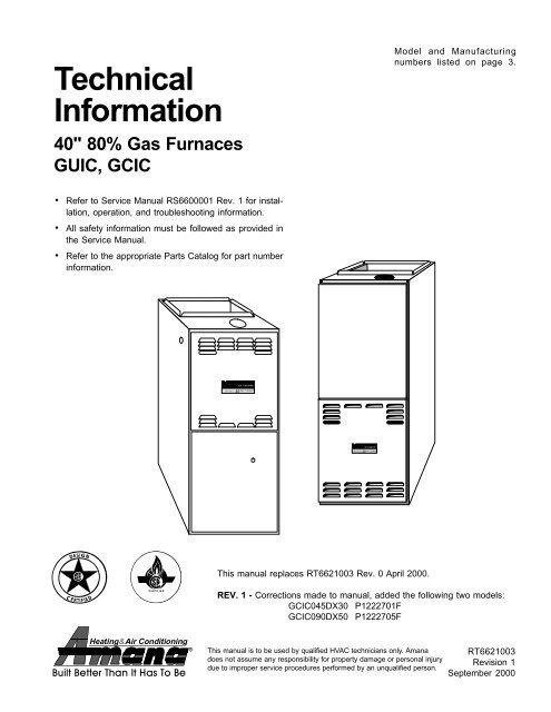 Amana Furnace Troubleshooting Manual