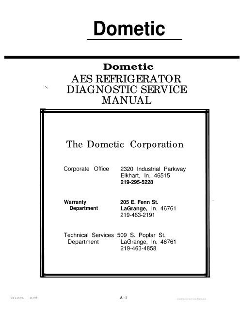 Dometic Refrigerator Troubleshooting Manual