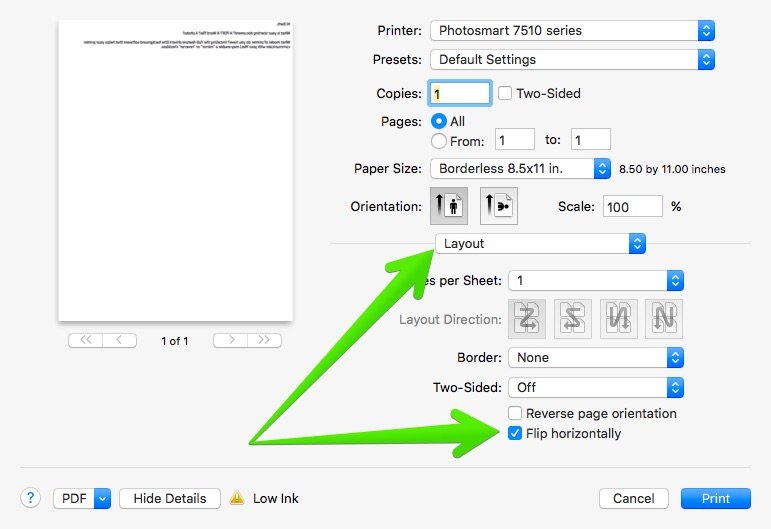 How To Print Mirror Image On Hp Printer