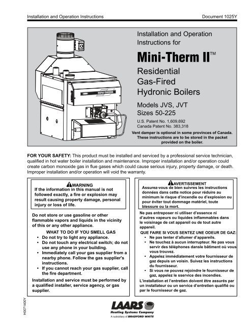 Laars Mini Therm Boiler Troubleshooting
