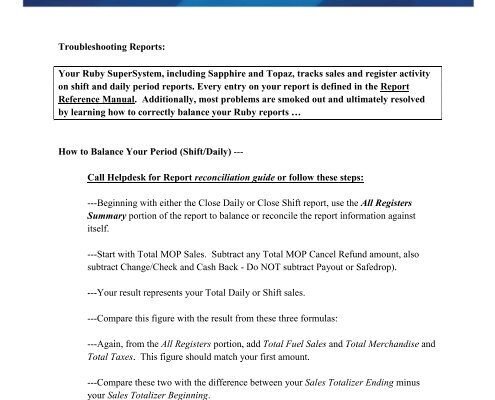 Verifone Ruby 2 Troubleshooting