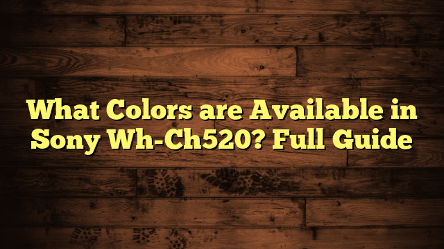 What Colors are Available in Sony Wh-Ch520? Full Guide - TPA10